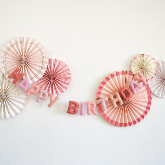 Pink Ombré Felt Happy Birthday Banner