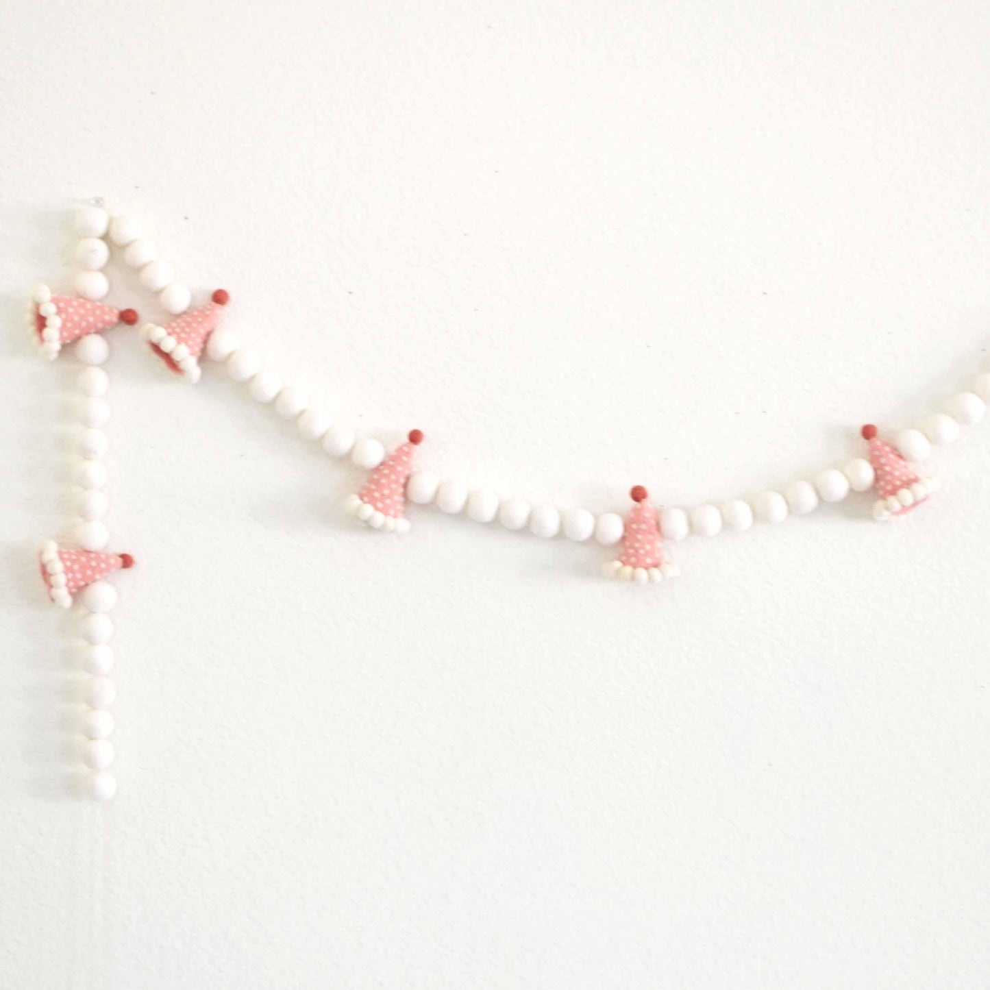 Pink Party Hat Felt Ball Garland