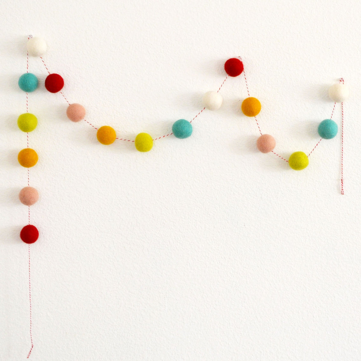 Rainbow Felt Ball Garland with 4cm Felt Balls