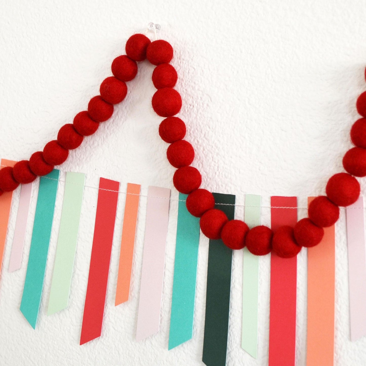 Christmas Felt Garland | Christmas Garland | Red Felt Garland | Christmas Decor| Christmas Decorations | Holiday Decor | Felt Ball Garland