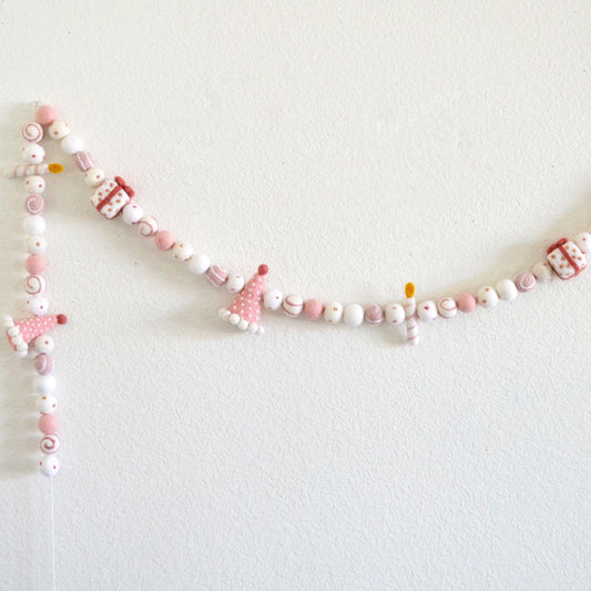 Pink Party Hat Felt Ball Garland
