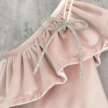 Blush Velvet Christmas Stocking with Ruffle Cuff -  Luxury Vintage InspiredHoliday Decor