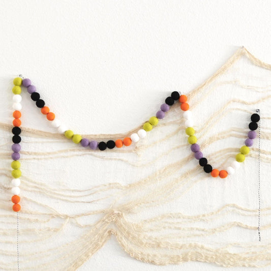 Halloween Felt Ball Garland - Felt Ball Garland, Halloween Decor, Pink Halloween Garland, Garland, Halloween Party, Halloween Ombre Garland