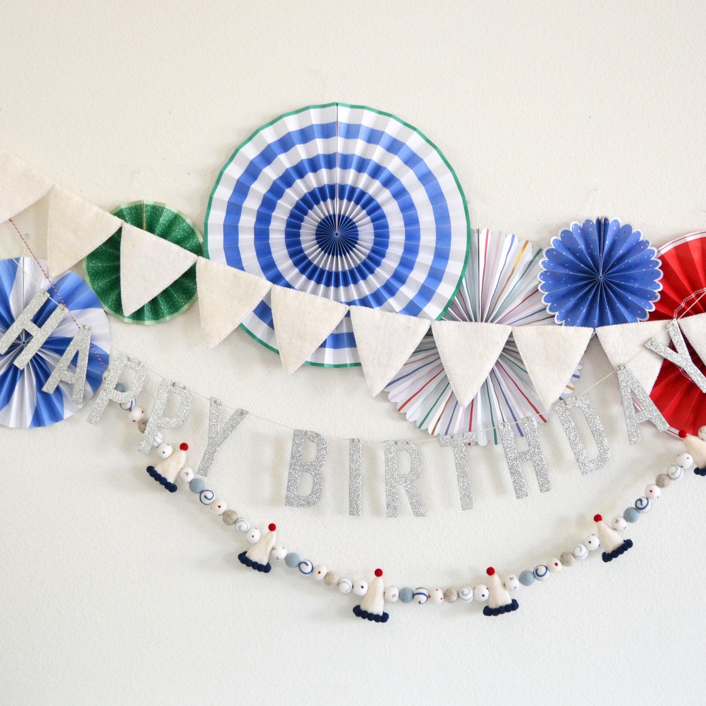 Reusable Birthday Banner | Party Hat Garland | Party Decor | Happy Birthday Banner | Boys Birthday Decor | Birthday Party Decoration