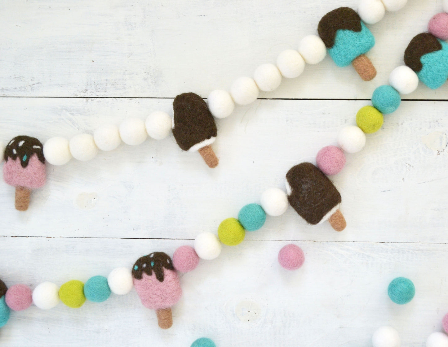 Felt Ball Garland - Ice Cream Bars