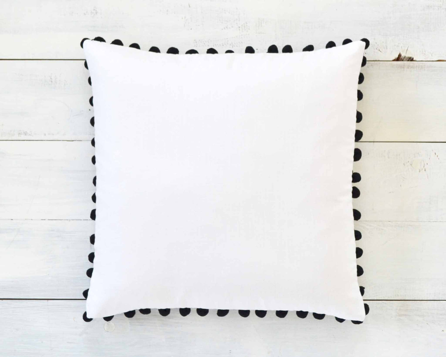 Black Pom Pom Pillow Cover - Large 7/8" Poms, Farmhouse Pillow, Decorative Pillow, Black Pom Pillow Cover, Boho Pillow, Kids Room Decor