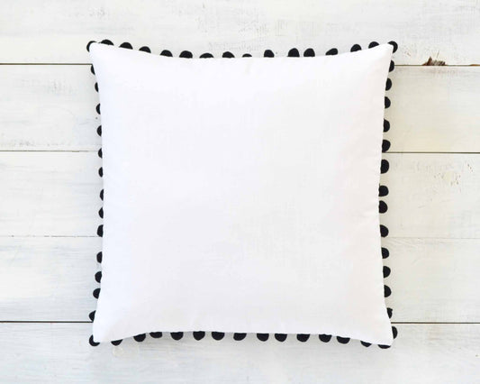 Black Pom Pom Pillow Cover - Large 7/8" Poms, Farmhouse Pillow, Decorative Pillow, Black Pom Pillow Cover, Boho Pillow, Kids Room Decor