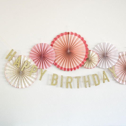 Reusable Gold Glitter Happy Birthday Banner