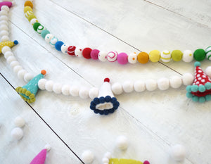 Birthday Banner Felt Birthday Party Hat Kid Birthday Party Felt Garland Happy Birthday Banner Felt Ball Garland Birthday Party Decor For Her
