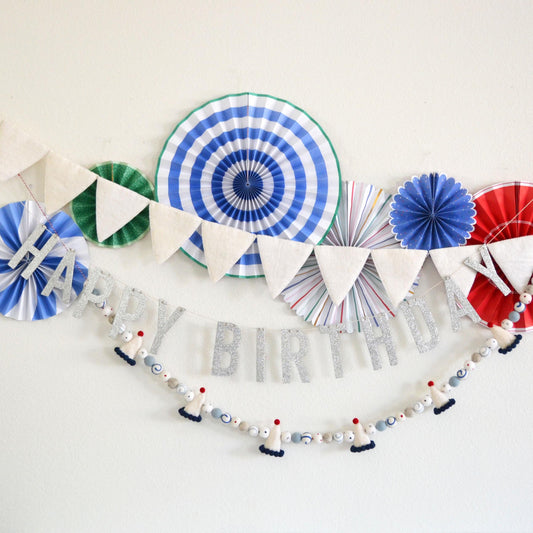 Reusable Birthday Banner | Party Hat Garland | Party Decor | Happy Birthday Banner | Boys Birthday Decor | Birthday Party Decoration