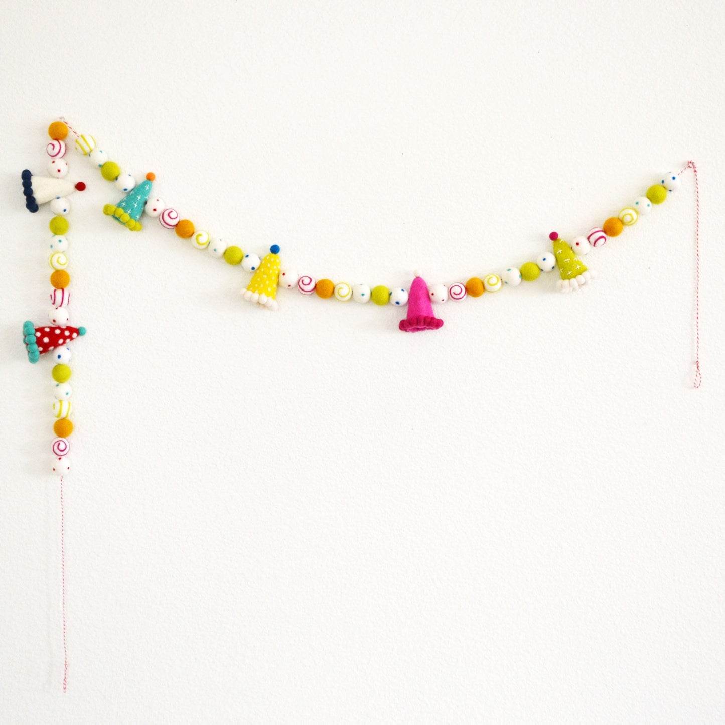 Happy Birthday Rainbow Felt Banner, Party Hat Felt Garland, Ombre Rainbow Felt Ball Garland Decoration, Paper Pinwheel Fans