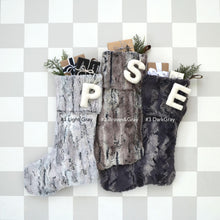 Fur Christmas Stocking - Faux Fur Stockings, Boho Stockings, Fur Stocking, Gray Stocking, Farmhouse Personalized Christmas Stockings