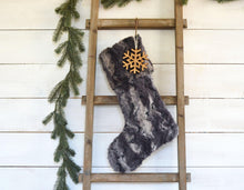 Dark Gray Faux Fur Christmas Stocking | Masculine Cozy Stocking for the Holidays