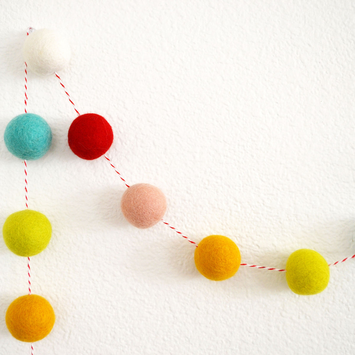 Rainbow Felt Ball Garland with 4cm Felt Balls