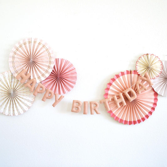 Blush Pink Felt Happy Birthday Banner