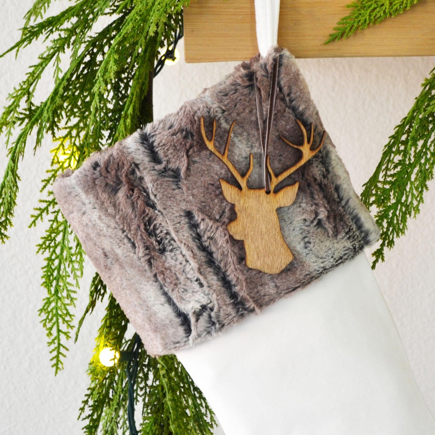 Personalized Christmas Stocking | Faux Fur Christmas Stocking | Masculine Stocking | Rustic Christmas Decor | Woodland Christmas | Family