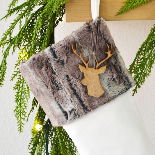 Personalized Christmas Stocking | Faux Fur Christmas Stocking | Masculine Stocking | Rustic Christmas Decor | Woodland Christmas | Family