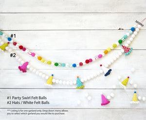 Birthday Banner Felt Birthday Party Hat Kid Birthday Party Felt Garland Happy Birthday Banner Felt Ball Garland Birthday Party Decor For Her