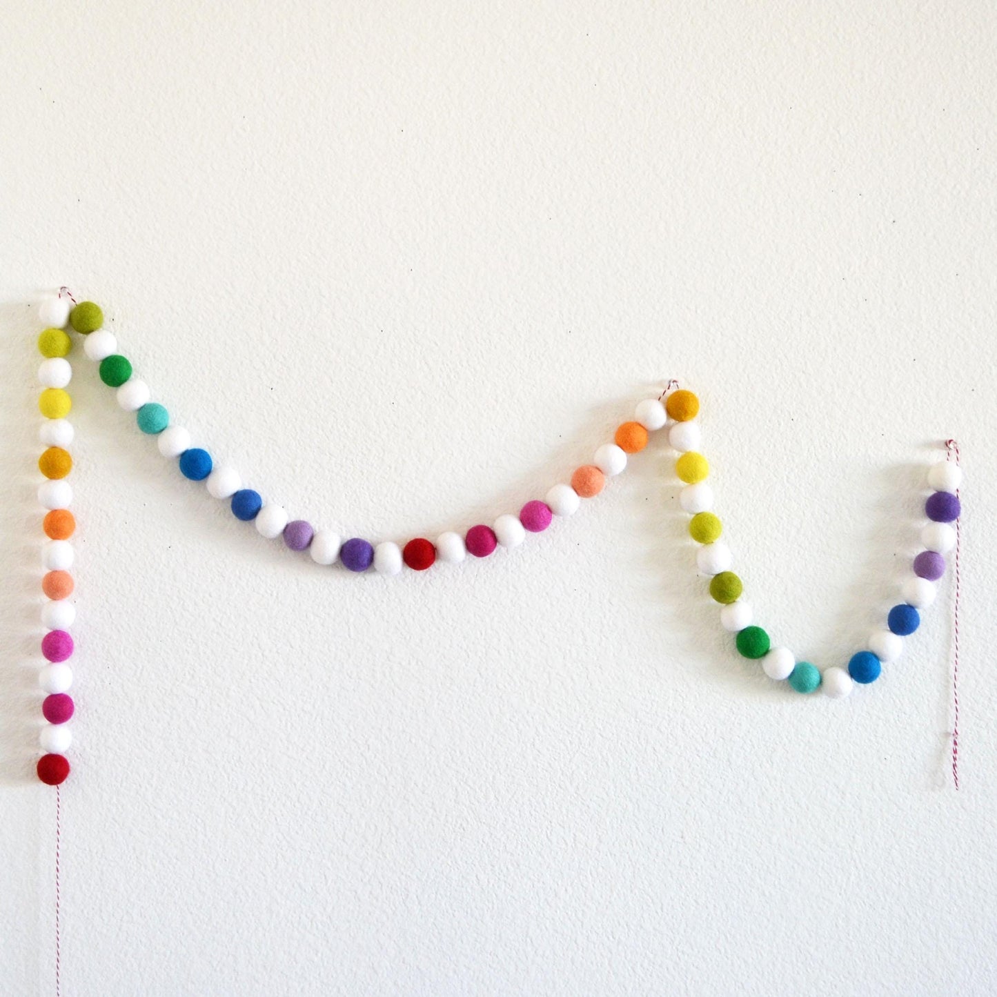 Rainbow and White Ombré Felt Ball Garland, Happy Birthday Banner and Party Hat Felt Garland Bundle