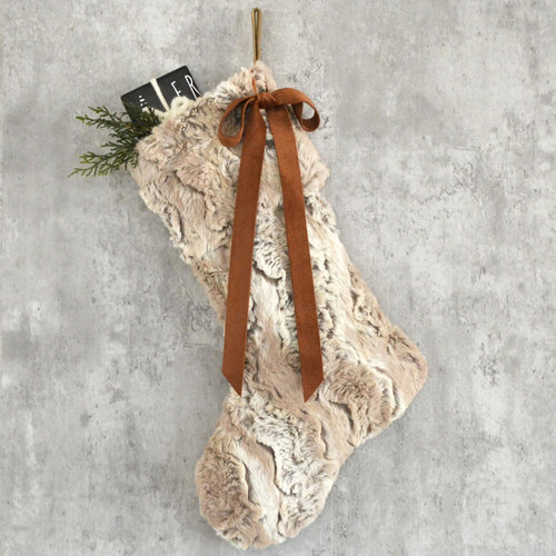 Christmas Stocking | Faux Fur Christmas Stocking | Personalized Christmas Stocking, | Tan Faux Fur Stockings | Personalized Stocking
