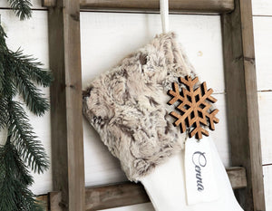 Christmas Stocking- Faux Fur Christmas Stocking, Personalized Christmas Stocking, Masculine Stocking, Christmas Stockings, Tan Dog Stocking