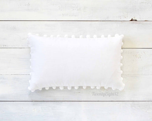 White Pom Pom Pillow Cover - Large Poms 7/8
