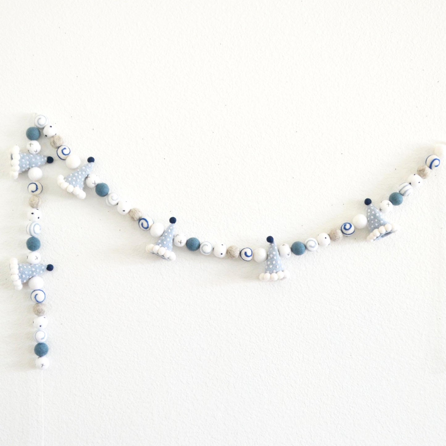 Blue Ombré Felt Happy Birthday Banner or Blue Party Hat Felt Ball Garland or Tan Pennant Banner