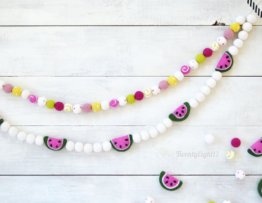 Felt Ball Garland - Choice of Colorful Felt Ball Garland or Watermelon Garland