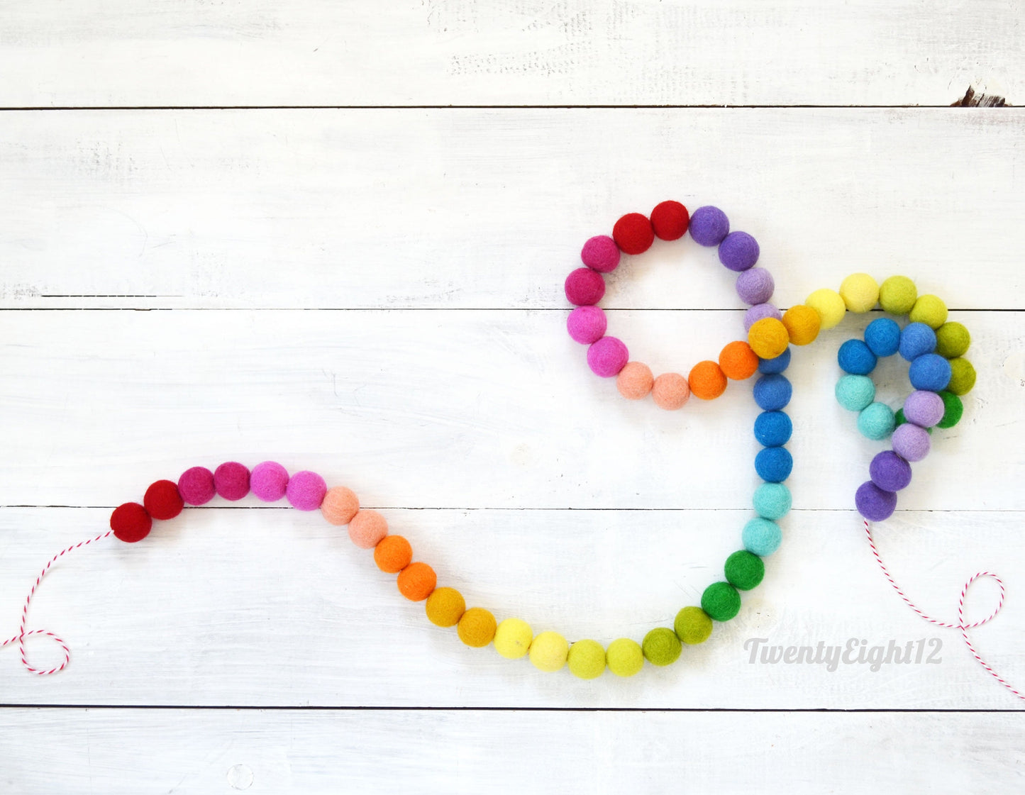 Rainbow Ombré Felt Ball Garland