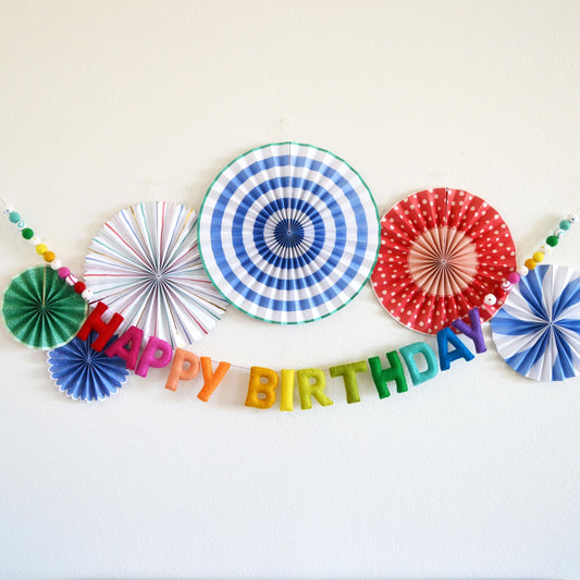 Rainbow Ombré Felt Happy Birthday Banner