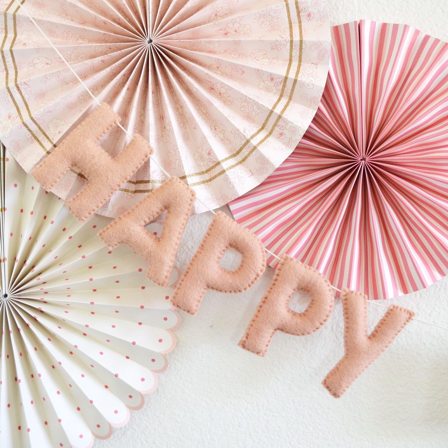 Blush Pink Felt Happy Birthday Banner