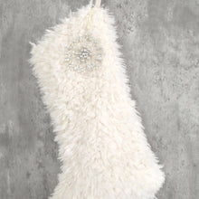 Ivory Sherpa Faux Fur Christmas Stocking | Cozy Faux Fur Holiday Mantel Decor |  | Neutral Soft Christmas Stocking for Family Traditions