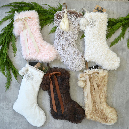 Christmas Stocking Faux Fur | Personalized Christmas Stocking |  Faux Fur Stocking | Fur Stocking | Cozy Rustic Fur Christmas Stocking