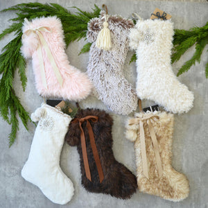 Christmas Stocking Faux Fur | Personalized Christmas Stocking |  Faux Fur Stocking | Fur Stocking | Cozy Rustic Fur Christmas Stocking