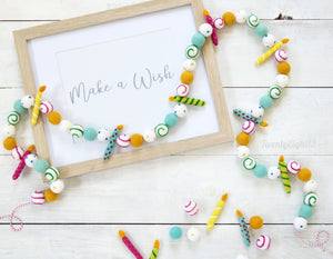 Felt Ball Garland - Birthday Garland, Birthday Party Decoration, Birthday Candles, Birthday Decor, Party Decor, Felt Garland, Party Candles