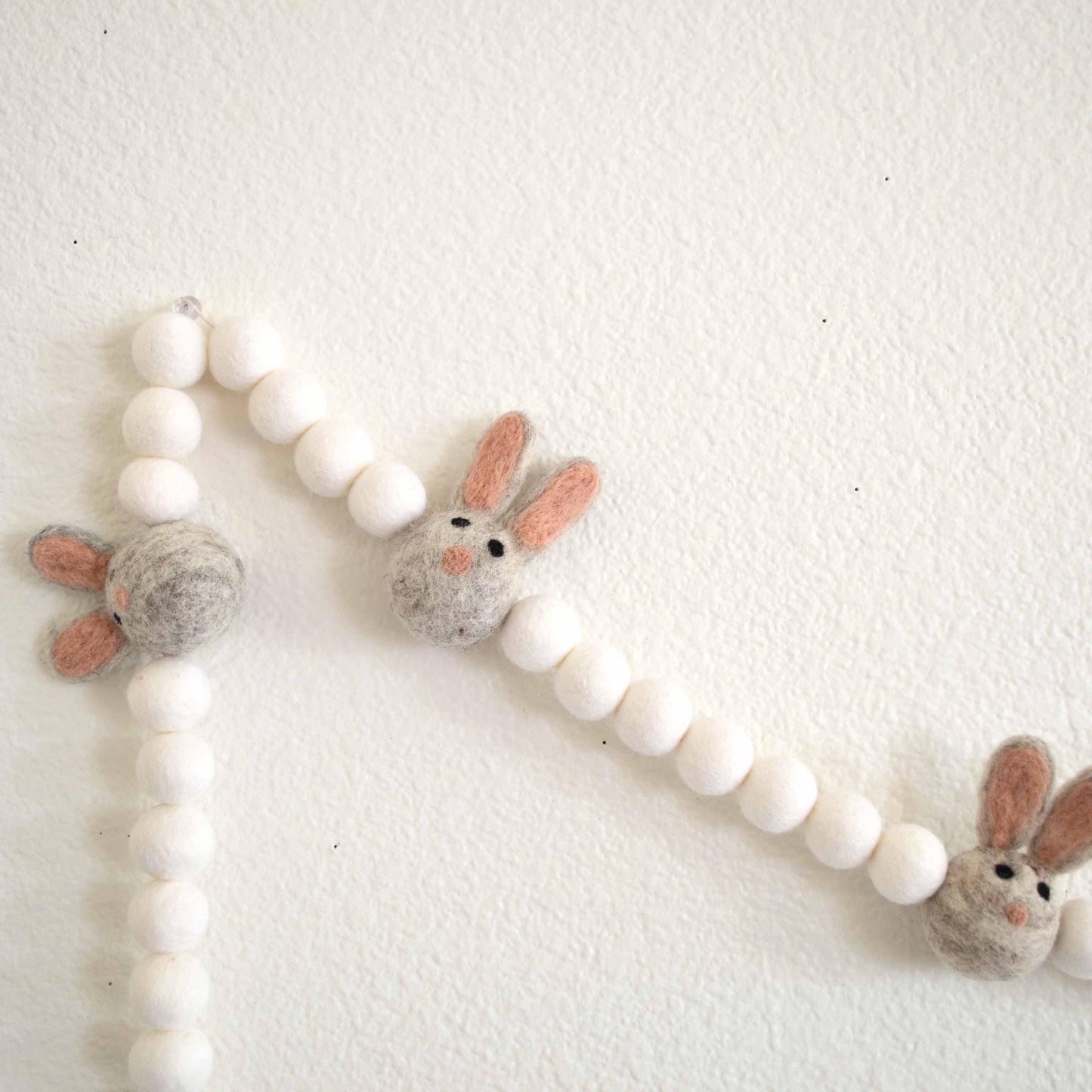 Easter Felt Ball Garland - Tan Easter Bunnies