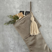 Rich Taupe Velvet Christmas Stocking | Rustic Holiday Decor | Earthly Tones Christmas Stocking | Masculine Boys Family Christmas Stocking