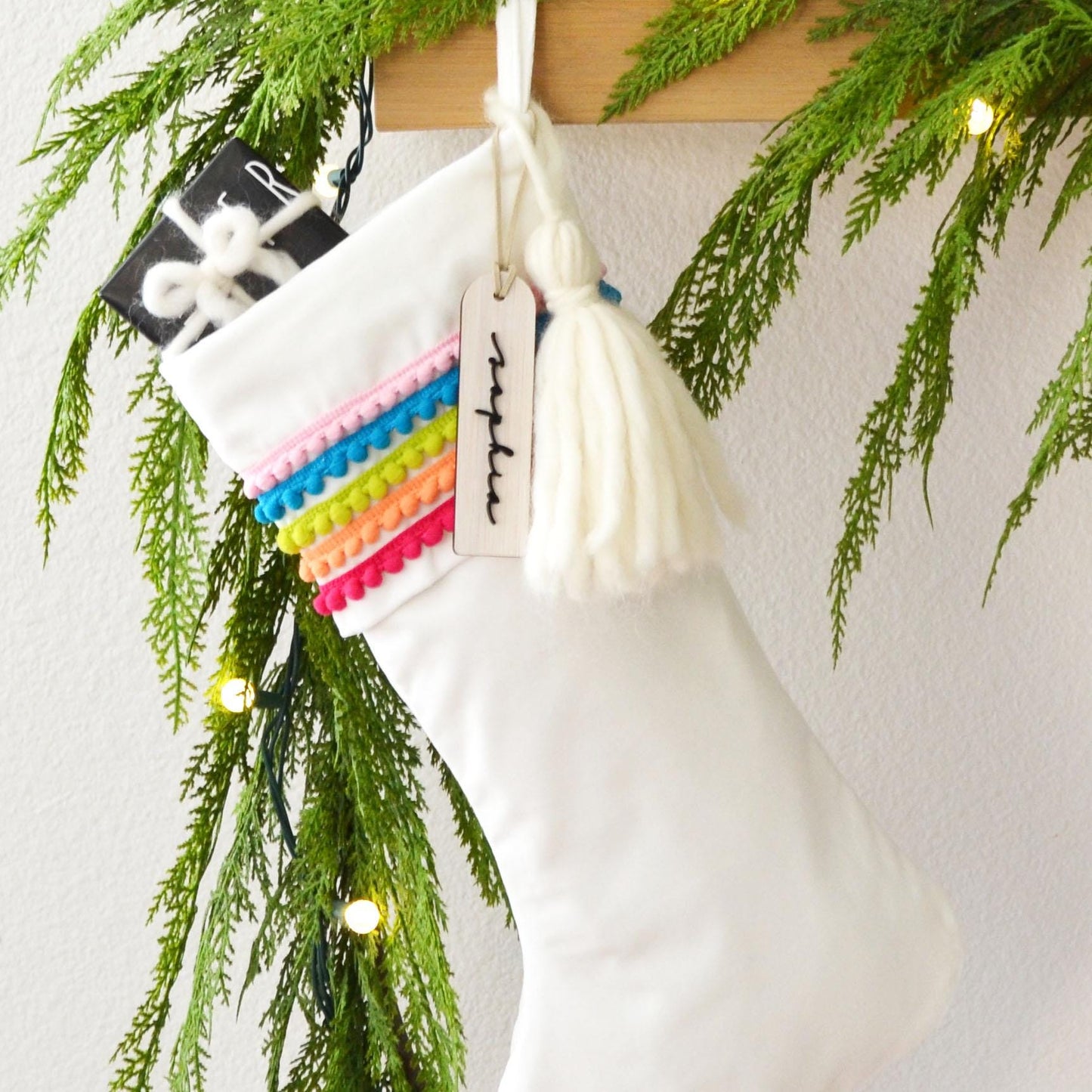 Christmas Stocking- Boho Christmas Stocking, Girls Stocking, Bohemian Christmas Stocking, Personalized Stocking, Rainbow Stocking, Stockings
