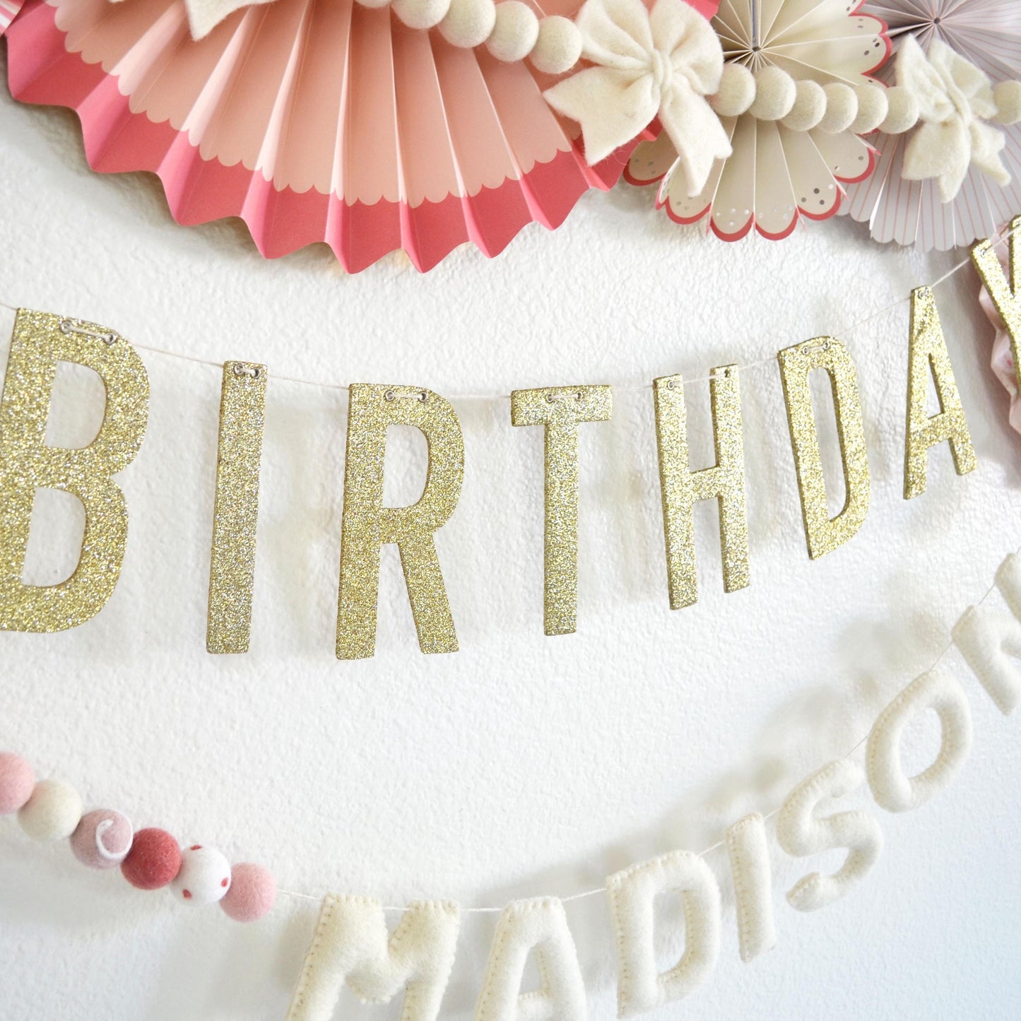 Felt Garland | Felt Bow Garland | Boho Decor | Reusable Happy Birthday Banner |  Birthday Party Decor | Name Garland | Personalized Banner