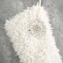 Ivory Sherpa Faux Fur Christmas Stocking | Cozy Faux Fur Holiday Mantel Decor |  | Neutral Soft Christmas Stocking for Family Traditions
