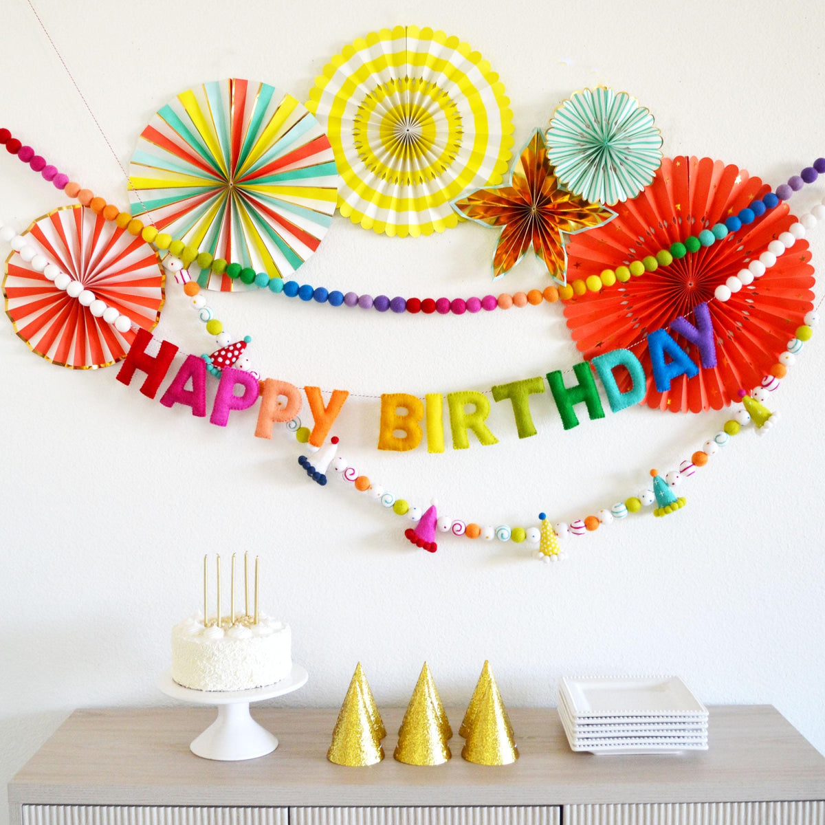 Colorful Birthday Pinwheel Paper Fans