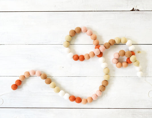 Felt Ball Garland -Felt Garland, Fall Garland, Fall Banner, Neutral Felt Garland, Felt Balls, Neutral Fall Decor, Thanksgiving Fall Garland