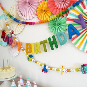 Happy Birthday Felt Ball Garland - Birthday Garland, HAPPY BIRTHDAY banner, Party Garland, Birthday Decor, Party Decor, Felt