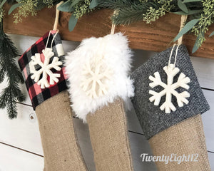 Ivory Faux Fur Burlap Stocking -  Stocking, Ivory Fur Stocking, Christmas Stocking, Children's Stocking, Kids Stocking, Burlap Stocking