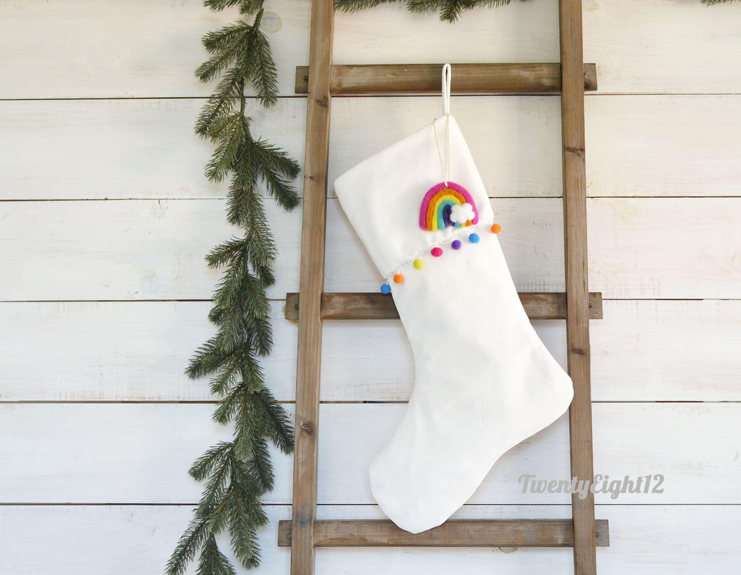 Christmas Stocking- Boho Christmas Stocking, Girls Stocking, Bohemian Christmas Stocking, Personalized Stocking, Rainbow Stocking, Stockings