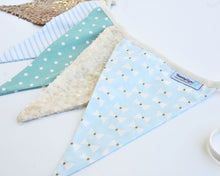Fabric Pennant Banner - Aqua, Ivory & Gold