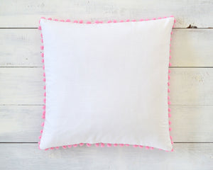 Pink Pom Pom Pillow Cover