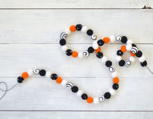 Felt Ball Garland - Halloween Black, White & Orange