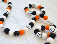 Felt Ball Garland - Halloween Black, White & Orange