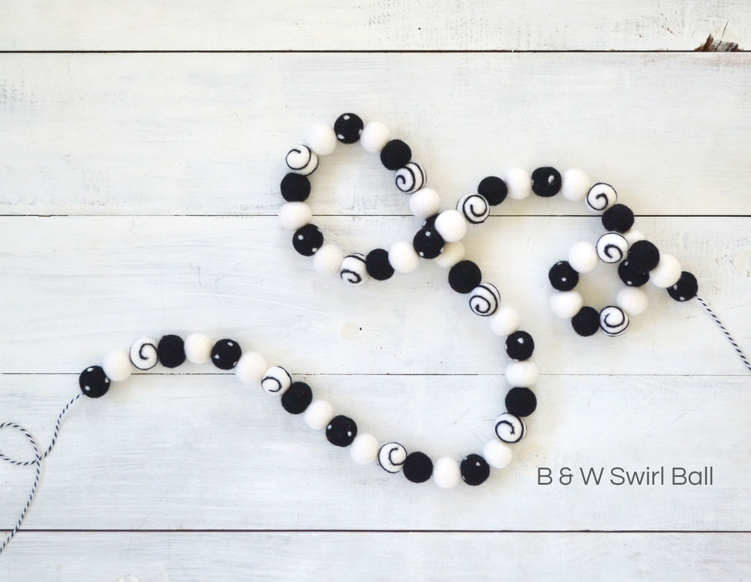 Felt Ball Garland - Halloween Swirl